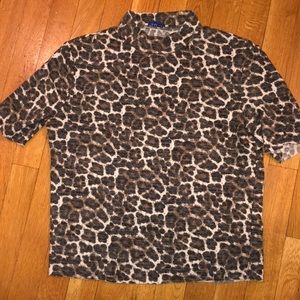 Zara leopard print short sleeve turtleneck.